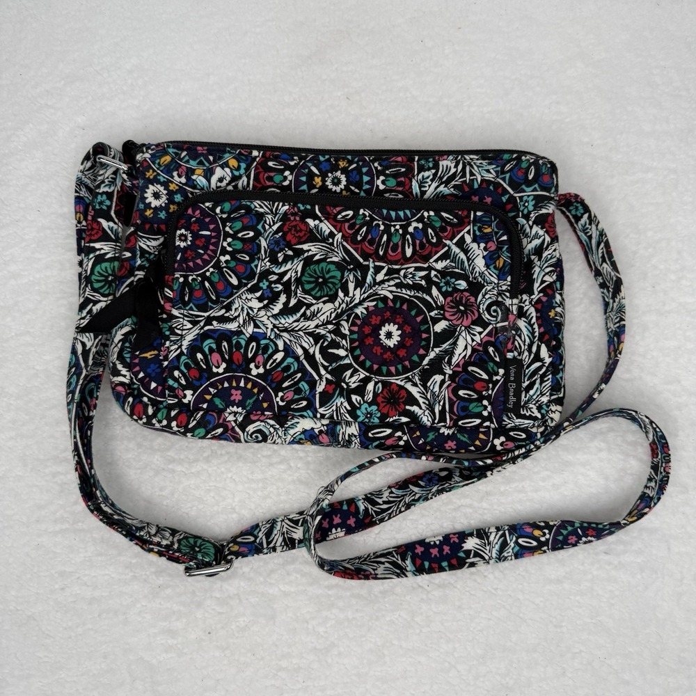 Vera Bradley Crossbody Stained Glass Medallion Pattern Shoulder Strap Zip Purse